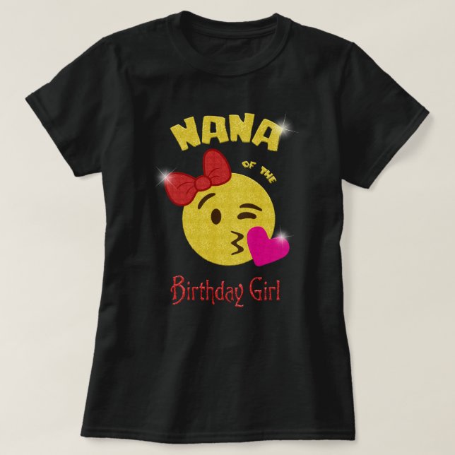 Camiseta Nana de la fiesta de cumpleaños de la emoji del (Diseño del anverso)