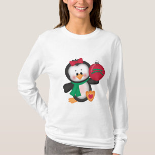 Camiseta nana de la manga larga del pingüino del