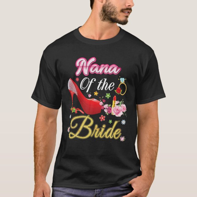 Camiseta Nana De La Novia Feliz Boda Flor Zapato Rosa M (Anverso)