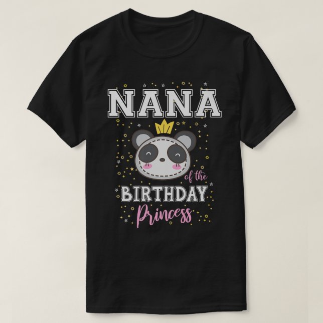 Camiseta Nana de la princesa de cumpleaños Cute Panda Bear  (Diseño del anverso)