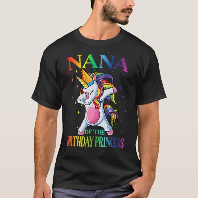 Camiseta Nana de la princesa natal Chica Dabbing Unicorn (Anverso)