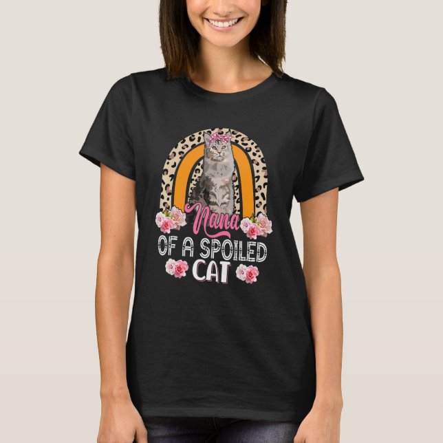 Camiseta Nana De Un Gato Cutto Fracasado Flores Leopardo Ar (Anverso)
