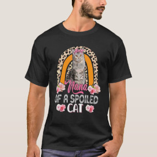 Camiseta Nana De Un Gato Mimado Flores Lindas Leopardo Arco