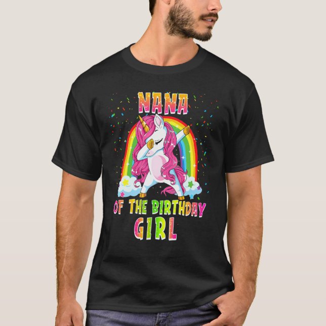 Camiseta Nana Del Chica De Cumpleaños Dabbing Unicorn Coinc (Anverso)