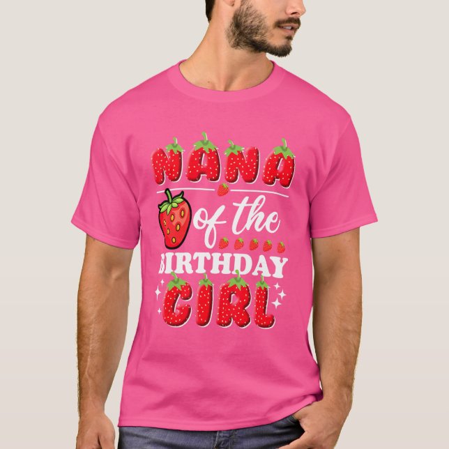 Camiseta Nana del cumpleaños Chica Cute Strawberry Cumpleañ (Anverso)