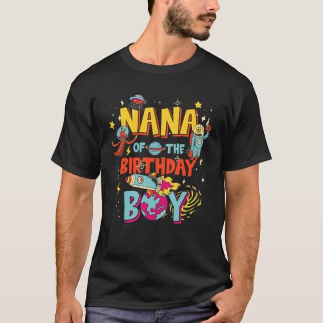 Camiseta Nana del cumpleaños del niño astronauta (Anverso)