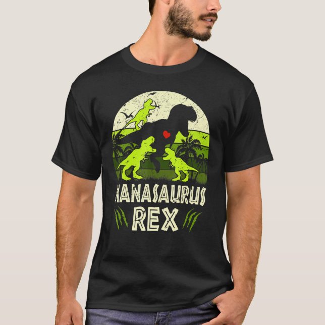 Camiseta Nana Dinosaur T Rex Nanasaurus 3 Niños Fam Matanza (Anverso)