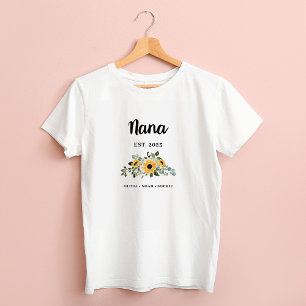Camiseta Nana Girasol rústico Bonito y nombres