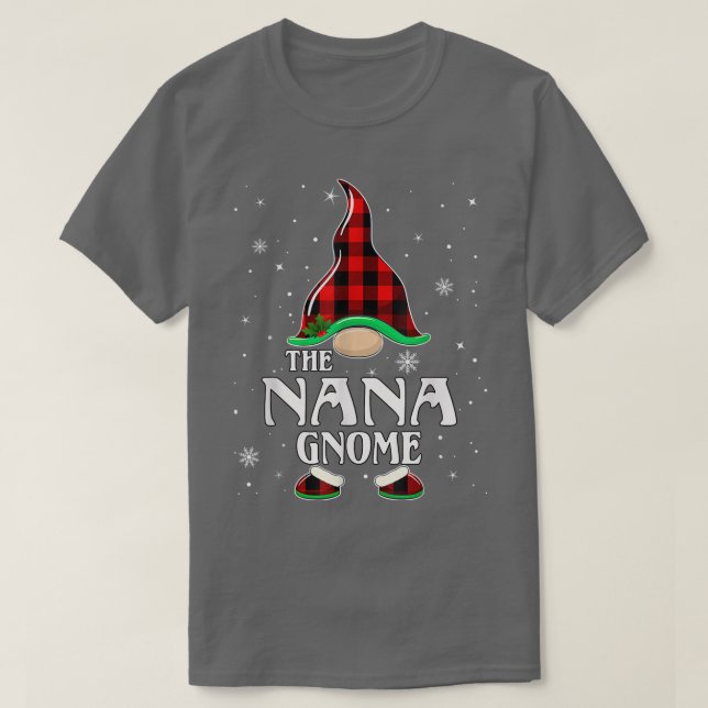 Camiseta Nana Gnome Buffalo Plaid Matching Family Christmas (Diseño del anverso)