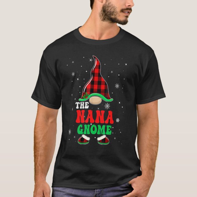 Camiseta Nana Gnome Buffalo Plaid Matching Family Christmas (Anverso)