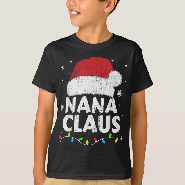 Camiseta Nana Grandma Claus Christmas Lights Matching Famil (Anverso)