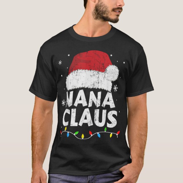 Camiseta Nana Grandma Claus Christmas Lights Matching Famil (Anverso)