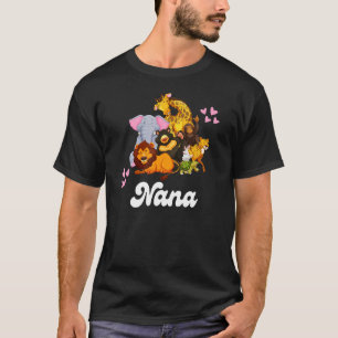 Camiseta Nana Grandma Cute Zoo Animals Lion Giraffe Elephan