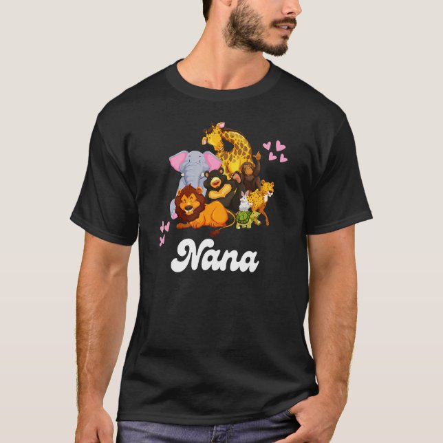 Camiseta Nana Grandma Cute Zoo Animals Lion Giraffe Elephan (Anverso)