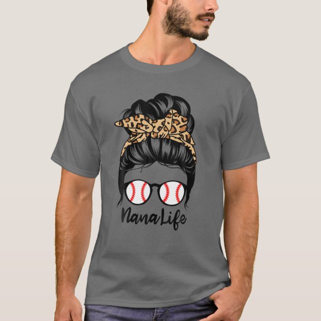 Camiseta Nana Life Messy Bun Hair Funny Jugador De Béisbol  (Anverso)