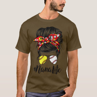 Camiseta Nana Life Messy Bun Hair Mothers de Béisbol