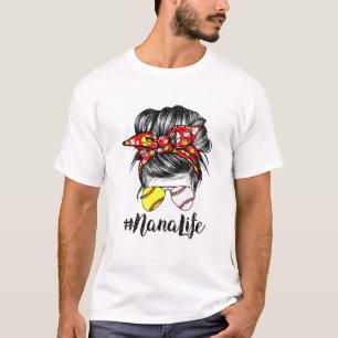 Camiseta Nana Life Messy Bun Hair Softball Baseball Mother'