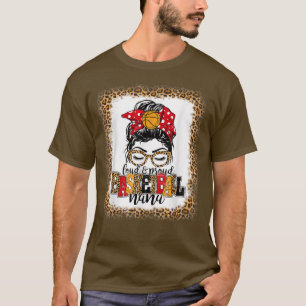Camiseta Nana Messy Bun Mom Leopard, un baloncesto fuerte y