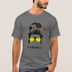 Camiseta Nana Messy Hair Bun Leopard Mujeres Madre
