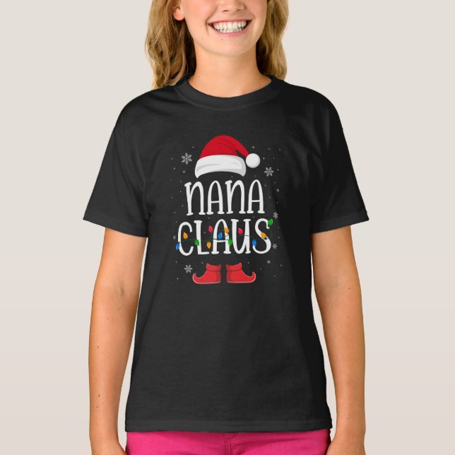 Camiseta Nana Santa Claus Hat With Xmas Light Christmas  (Anverso)