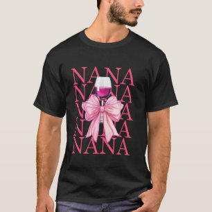 Camiseta Nana Y Wine Coquette Bow Navidades Girly Grandma