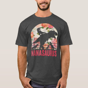 Camiseta Nanasaurus Dinosaur Flores 4 Niños Abuela Madre