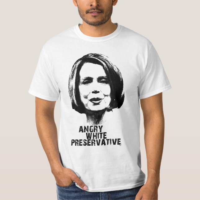 Camiseta Nancy Pelosi: Preservatve blanco enojado (Anverso)