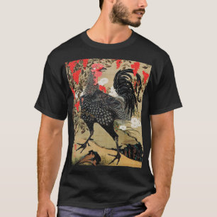 Camiseta Nandina y el Ilustracion de Rooster de Ito Jakuchu