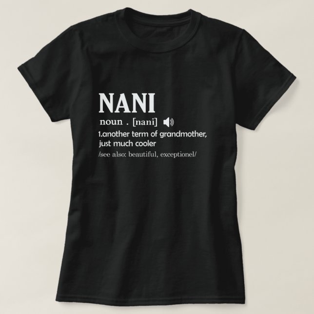 Camiseta Nani Definition Funny Grandma Mother Day Gift (Diseño del anverso)