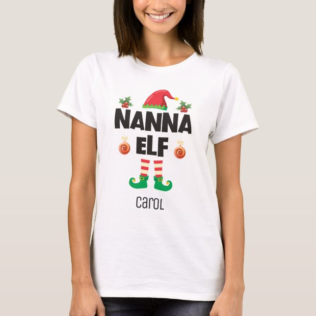 Camiseta Nanna elf navidad que hace coincidir su nombre de  (Anverso)