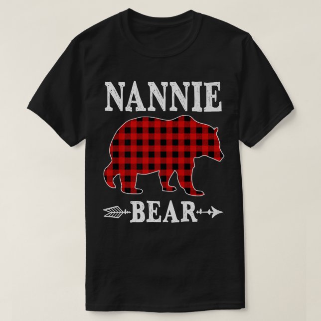 Camiseta Nannie Bear Navidades Pajama Red Plaid Buffalo Fam (Diseño del anverso)
