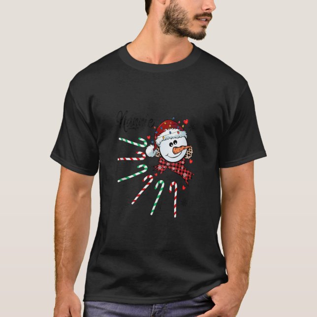 Camiseta Nannie Snowman Candy Cane Navidades Xmas Gracioso  (Anverso)