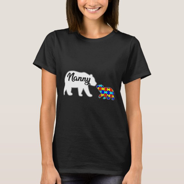Camiseta Nanny Bear Autism Awareness Love Support Family Au (Anverso)