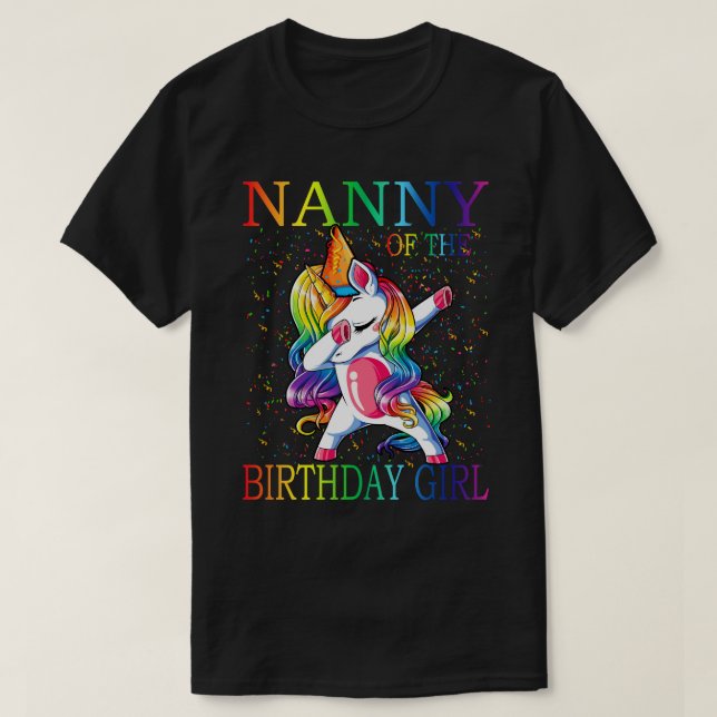 Camiseta NANNY De La Chica De Cumpleaños Unicorn (Diseño del anverso)