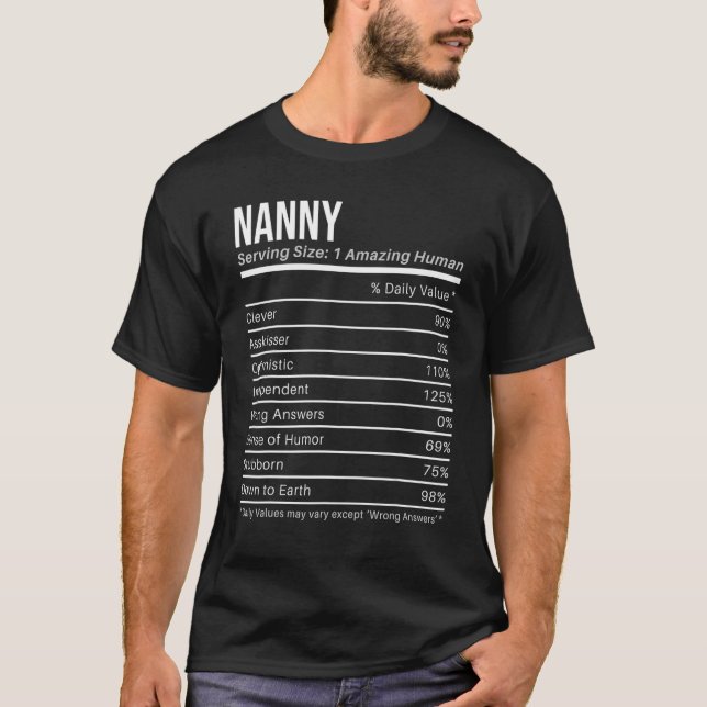 Camiseta nanny Nutritions Values Nutrition Facts (Anverso)