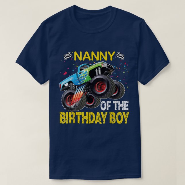 Camiseta Nanny Of The Birthday Boy Monster Truck Birthday G (Diseño del anverso)