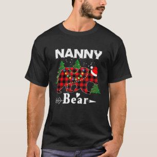 Camiseta Nanny Oso Red Plaid Christmas Trees Pajama Family