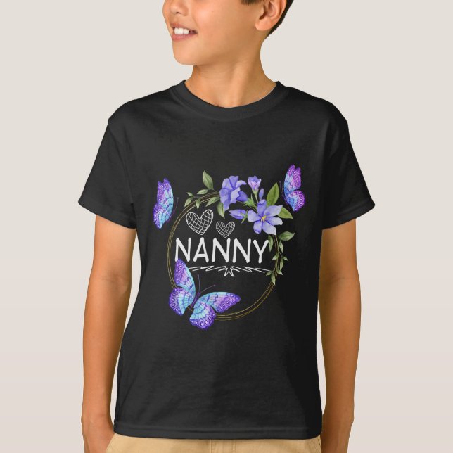 Camiseta Nanny Shirt For Women With Butterflies Mother's Da (Anverso)