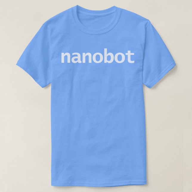 Camiseta Nanobot Typografía mínima de robot Blanco Texto (Diseño del anverso)