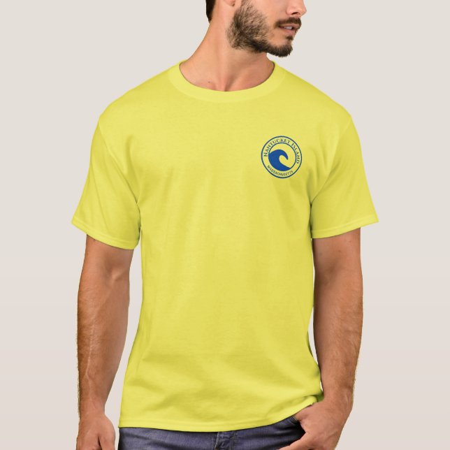 Camiseta Nantucket Island Blue Ocean Wave Circle Diseño (Anverso)