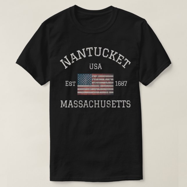 Camiseta Nantucket Massachusetts American Flag USA Travel V (Diseño del anverso)