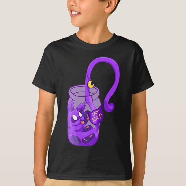 Camiseta Napa del gato de la cara de la luna - Gato lindo (Anverso)