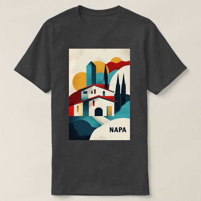 Camiseta Napa Valley Vineyard Art con modernos tiempos geom (Diseño del anverso)