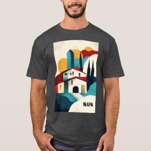 Camiseta Napa Valley Vineyard Art con modernos tiempos geom
