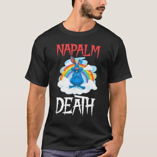 Camiseta Napalm Death Rainbow Bunny Pink Napalm Death Rabbi (Anverso)