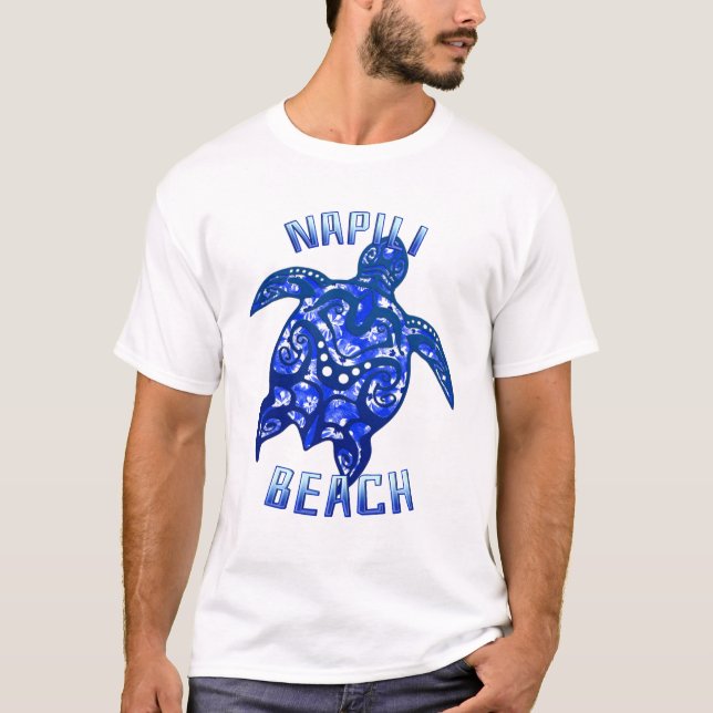 Camiseta Napili Beach Hawaii Vacaciones Tortuga Tribal (Anverso)