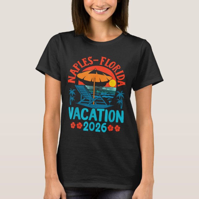 Camiseta Naples Florida 2026 Family Vacation Beach Summer V (Anverso)