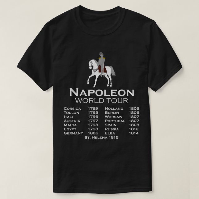 Camiseta Napoleón Bonaparte Recorrido Mundial Chiste de His (Diseño del anverso)