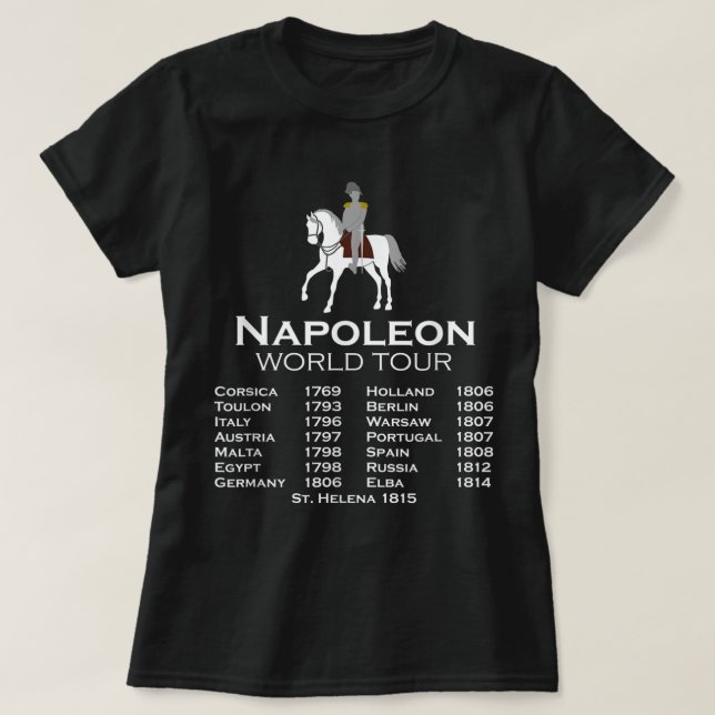 Camiseta Napoleón Bonaparte Recorrido Mundial Chiste de His (Diseño del anverso)