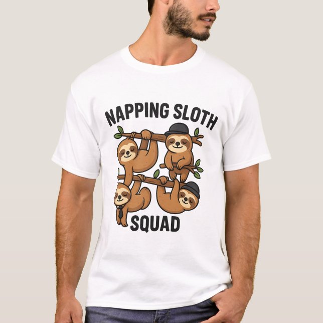 Camiseta Napping Sloth Squad T-Shirt - Animal Sleep Gang  (Anverso)